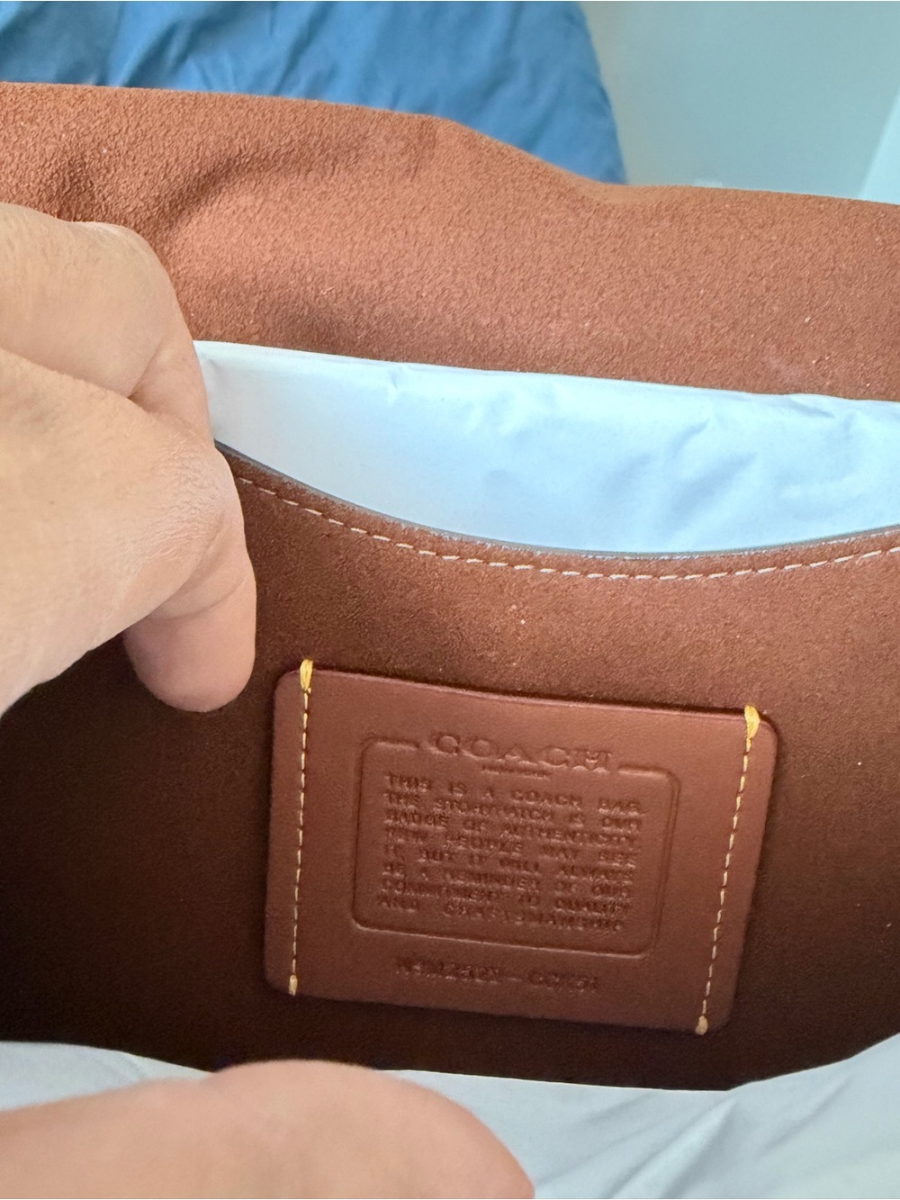 Coach Suede Crossbody Bag in Saddle Brown with Gold Hardware - Picture 4 of 4
